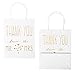 LaRibbons Medium Size Gift Bags - Gold Foil Mr. and Mrs. Thank You White Paper Bags with Handles for Wedding, Bridal Shower, Birthday, Baby Shower, Party Favors - 12 Pack - 8