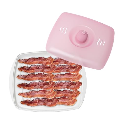 Joie Bandeja para Bacon Microondas, Plástico, Rosa, 26,67 x 22,225 x 5,08 cm