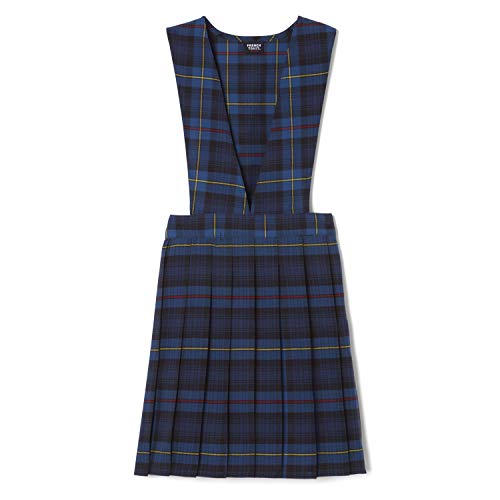 French Toast Girls' Plaid V-Neck Pleated Jumper, Blue & Red Plaid, 5