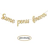 Gold Glitter Same Pen-is Forever Bachelorette Party Decorations Banner (Pre-Strung) with Bonus Tattoos (2-Sheets) - Hen Party Decorations Banner Sign for Bridal Shower