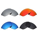 Mryok 4 Pair Polarized Replacement Lenses for Oakley Half Jacket 2.0 Sunglass - Stealth Black/Fire Red/Ice Blue/Silver Titanium