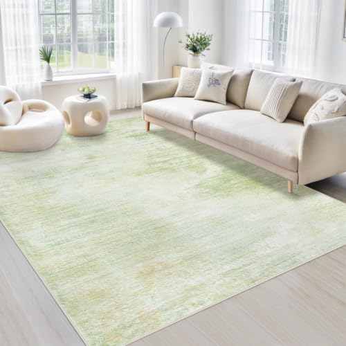 Washable Modern Abstract Area Rug Green 6'x9