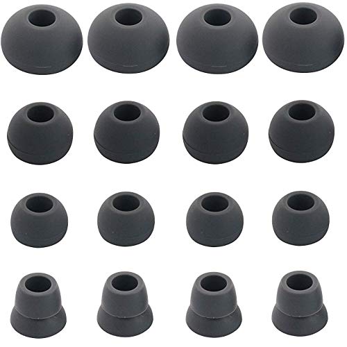 BLLQ Replacement Silicone Ear Tips Ear Buds Ear gels for Beats by dr dre Powerbeats 3 Wireless Stereo Earphones - 16PCS 8 Pairs with 4 Size Options ï¼ˆDark Grayï¼‰