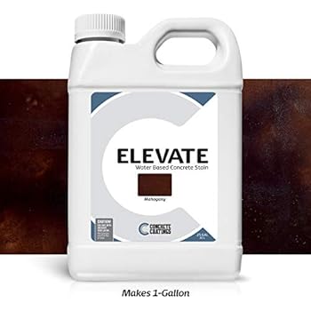 Elevate Water Based Concrete Stain, Semi-Transparent Concentrate Organic Concrete Colorant for Concrete and Cement, Makes 1 Gallon (200 sq ft), Mahogany