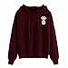 Women's Girl's Long Sleeve Autumn Winter Pineapple Loose Hoodie Sweatshirt Pullover Tops Blouse (M, Red)