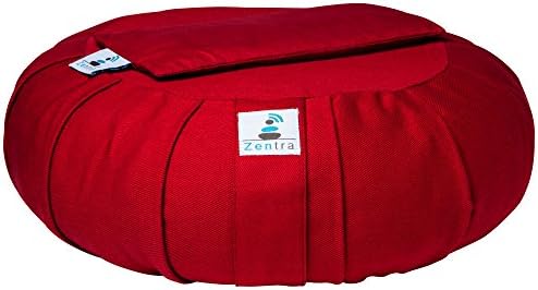 Zentra Zafu Yoga MEDITATION CUSHION with BONUS EYE PILLOW - 100% Natural Cotton - Designed for Quality, Comfort, and Durability - Satisfaction Guaranteed (Red)