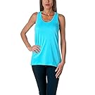 Sofra Womens Loose Fit Tank Top Relaxed Flowy-Large-Aqua Blue