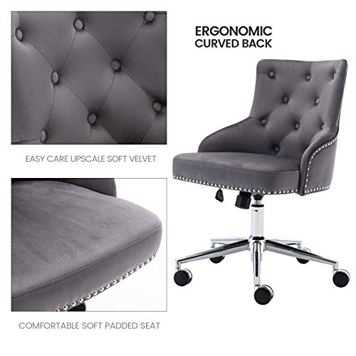 DMF Home Office Chair with High Back, Modern Design Tufted Velvet Desk