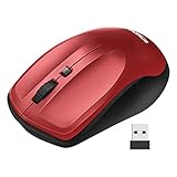 VicTsing Wireless Mouse for Laptop, Portable Ergonomic Mouse- Match Your Hand Better, 3 Adjustable DPI Levels, Power On-Off Switch, Up to 18 Months Battery Life, USB Computer Mouse for Both Hand-Red