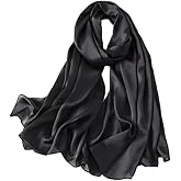 FairyCity Womens oversized Luxury Silk Scarf Long Satin Scarf Lightweight Fashion Shawl Wrap