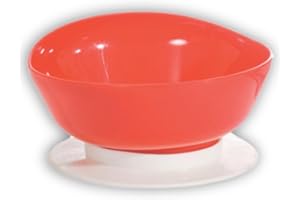 Essential Medical Supply Power of Red Adaptive Scoop Bowl with Suction Cup Bottom and Rimmed Side for Easier Eating - Designed for Elderly and Senior Use Plus Handicapped, Dementia or Rehab