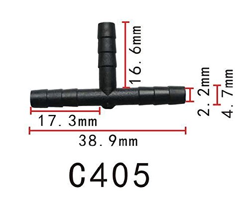 3-Way T-Piece Vacuum Hose Joiner, OD=4mm (0.16") (Pack of 5)