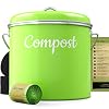 Compost Bin Kitchen Container – Indoor Countertop Composter Sealed Pail with Lid – 50 Biodegradable Bags 6 Charcoal…