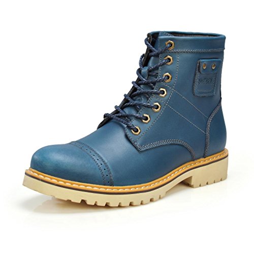 xr3177shenlan40 Men's Leather Engineer Combat Boot Navy Blue US 8.5