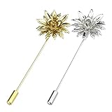 SAVORI Men's Lapel Flower Pin Boutonniere For Suit (Gold-silver (2 pcs)