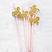 MonkeyJack 25x Glitter Gold Unicorn Paper Straws Disposable for Kids Birthday Party Decoration-Pink