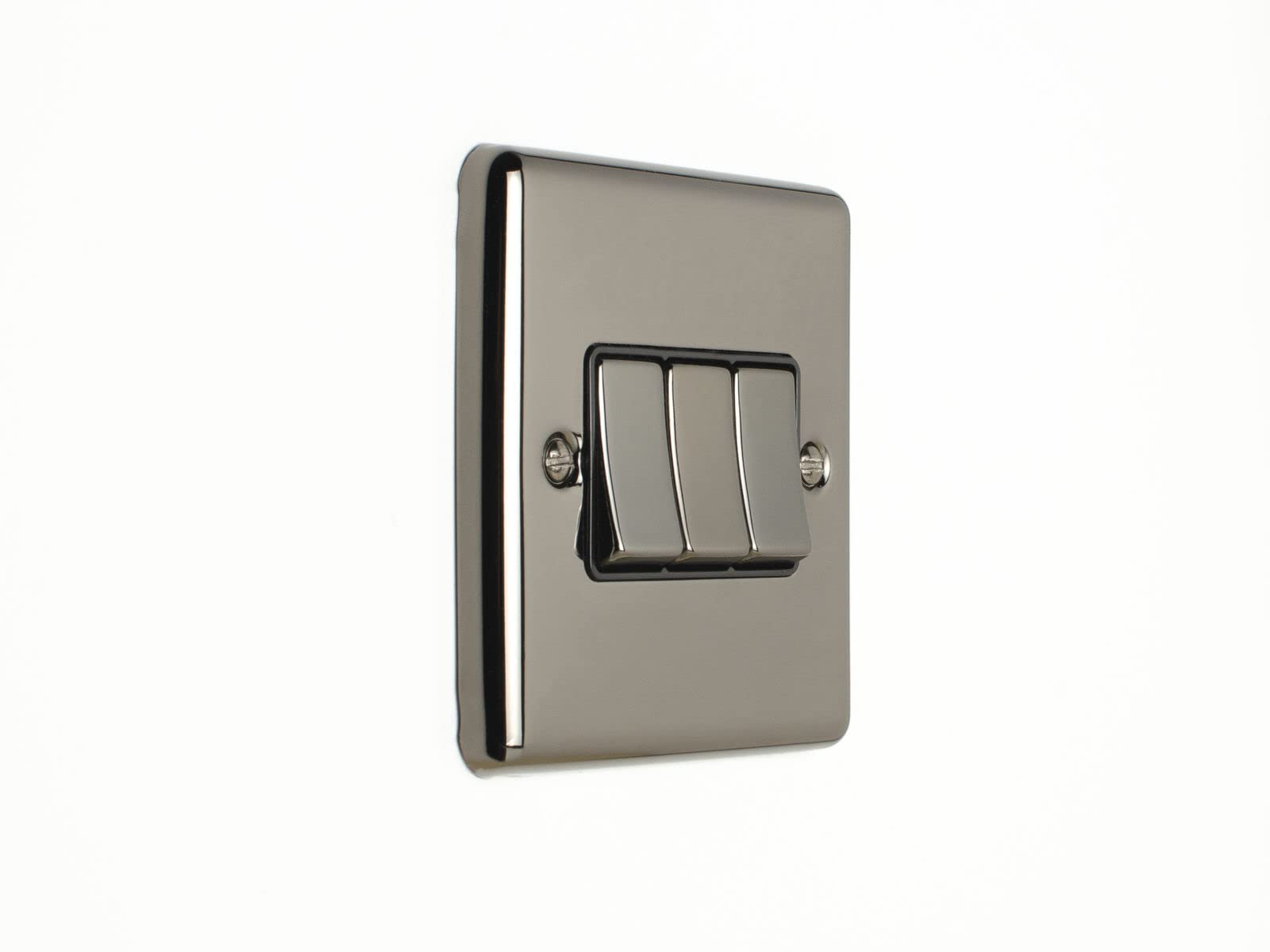 EUROLITE Enhance Black Nickel 3 Gang Triple 10 AMP 2 Way Light Switch EN3SW BNB