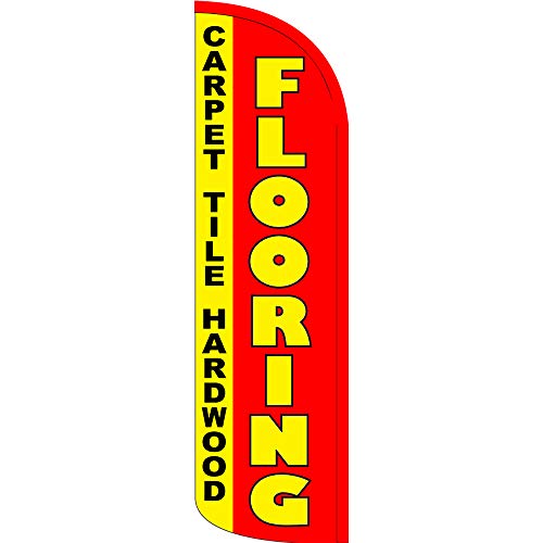 Flooring (Carpet, Tile, Hardwood) Windless Feather Flag Bundle (11.5' Tall Flag, 15' Tall Flagpole, Ground Mount Stake)