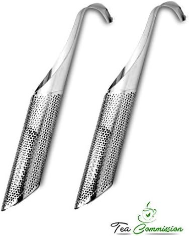 Tea Commission Tea Infuser Steeper Strainer Stick Pipe -2 pack, Premium Extra Fine Mesh Stainless Steel Filter for Loose Leaf, Herbs or Spice, Eco-Friendly Gift or Single Cup Brewer