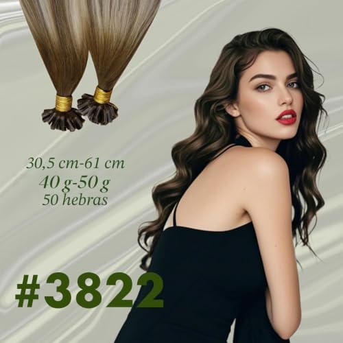 RUNATURE Hair Extensions Keratin Natural Hair Balayage Brown Blonde 40 cm 50 Stands 50 g #3/8/22