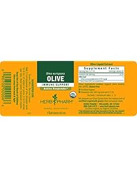 Extracto de hoja de oliva orgánica certificado por Herb Pharm para soporte de sistema inmunológico, DOLIVE01, 1 Ounce, 1