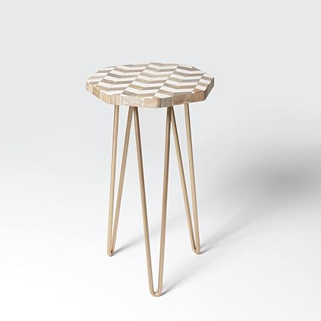 Jaipur Market Convex Octagon Tripod Stand Garden Decor Planter Table with Metal Hairpin Legs for Multi Purpose