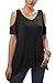 Urban CoCo Women's Vogue Shoulder Off Wide Hem Design Top Shirt (Black, S)