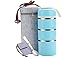 ArderLive Stackable Bento Lunch Box 57-oz, Stainless Steel Portable Themral Lunch Box Container with Insulated Lunch Bag & Portable utensils, Leakproof Food Container for Man, 3Layer, Blue