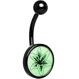 Black Arty Lily Flower Glow in the Dark Belly Ring