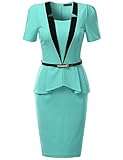 Doublju Womens Unique Zipper Closure Sleeveless Round Neckline Midi Dress MINT,S