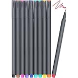 HonDV Fineliner Color Pen Set, 10 Colors Fine Liner Drawing Pen,0.38 mm Fine Point tip Markers for Bullet Journal,Calendars, Planner,Writing and Correction,Note Taking and Coloring Book