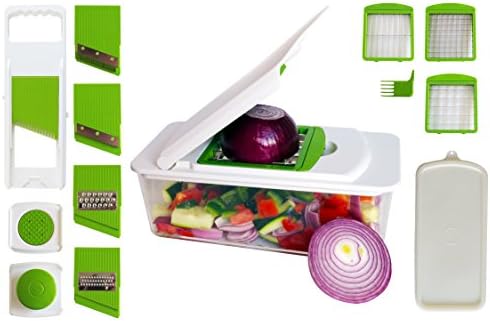 Hailyn Lakes 7 in 1 Multifunctional Vegetable Slicer Dicer, Food Chopper, Cuber Cutter, Cheese Grater, Multi Blades for Onion Potato Tomato and More