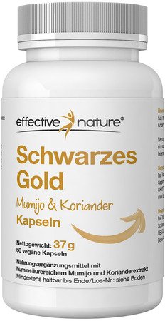 effective nature Schwarzes Gold - Mumijo und Koriander-Extrakt Kapseln - 60 Stk. - 37g