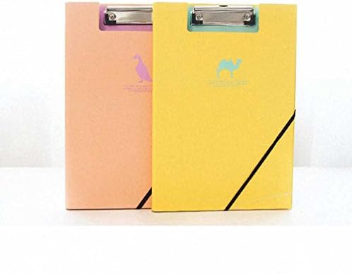 KUANAN A4 Folder Cute Shadow Animal Cardboard Stainless Steel Strong and Sturdy Elastic Bandage, Students Adult Can Used. (Yellow)