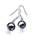 Yoko Black 7-8mm AAAA Quality Freshwater 925 Sterling Silver Cultured Pearl Earring Pair For Women