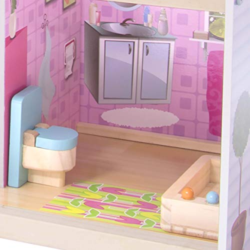Kids House Wooden Mila Dollhouse with 15 pcs of Furniture Pricepulse