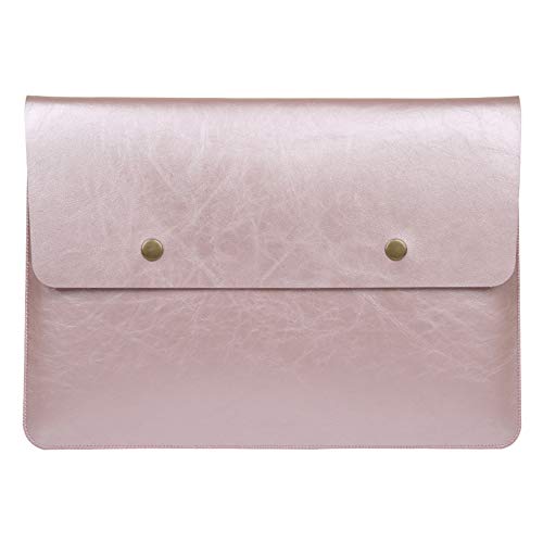 Leather 14-15.4 Inch Laptop Sleeve Case - ABRONDA Handbag Cover for 15-15.4 Inch MacBook Pro A1286 A1398 A1707 A1990 Also Compatible 14Inch Notebook,ThinkPad T-Series|X1 Carbon- Rose Gold