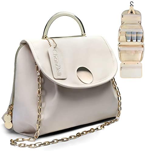 Chandelli Toiletry Bag Fashionable Makeup Bags for Women and Travel Size Toiletries use as a Travel Makeup Bag and Cosmetic Bag (Cream) 1 Chandelli Toiletry Bag Fashionable Makeup Bags for Women and Travel Size Toiletries use as a Travel Makeup Bag and Cosmetic Bag (Cream)