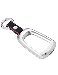 [M. jvisun] Remote Keyless Entry Key carcasa fob Skin Fits de coche para Cadillac ats-l CT6 XTS XT5 cts SRX Escalade, Premium aluminio metal carcasa protectora piel auténtica con clave Cadena, Plateado
