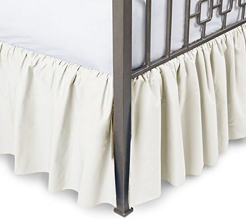 Whasmos Decor Presented- 100 Percent pure cotton 400 Thread Count Ruffled Bed Skirt 15" Drop With Split Corner, Décor your room with comfy and luxurious Queen, Ivory Solid