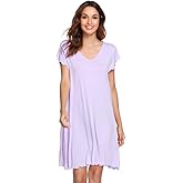 BambooBud Soft Nightgowns for Women Short Sleeves Nightgown Loose Viscose from Bamboo Nightshirts Sleepwear Pjs S-XXL