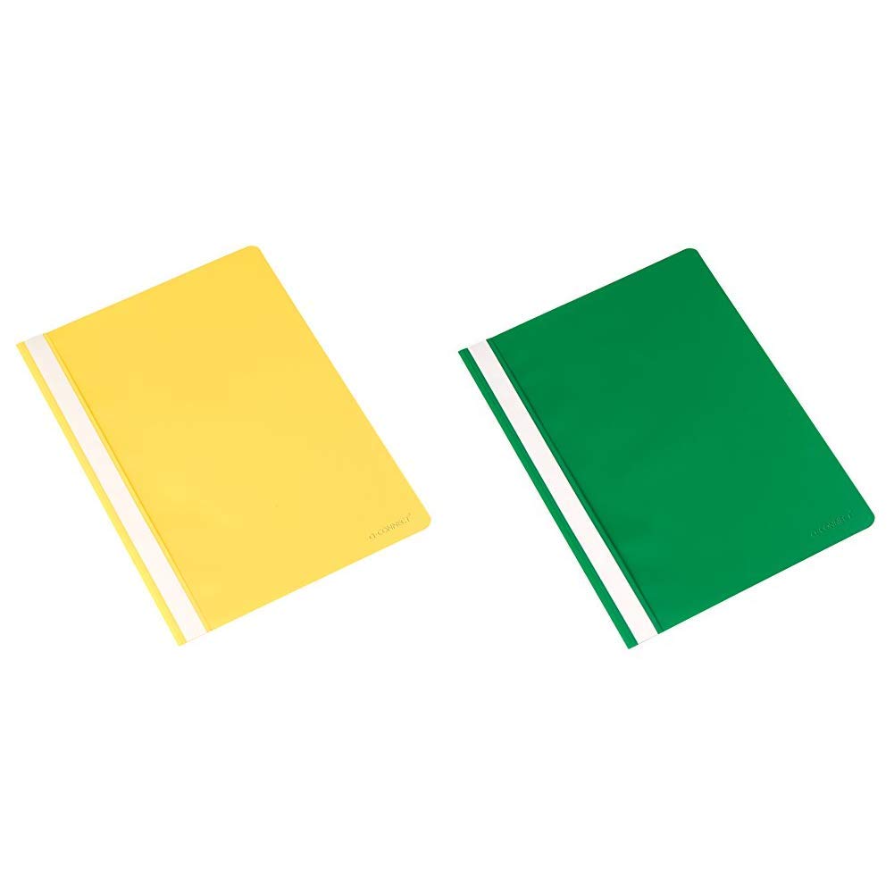 Q Connect A4 Project Folder - Yellow (Pack of 25) & Connect A4 Project Folder- Green (Pack of 25)