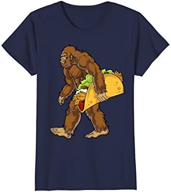 Womens Bigfoot Carrying Taco T shirt Cinco de Mayo Boys Sasquatch Medium Navy