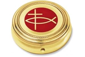 CB Ichthus Cross Pyx Hospital Communion Church for Hosts Gold P Catholic Religious