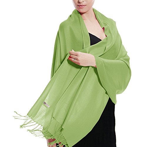 Pashmina Large Soft Plain Shawl/Wrap/Scarf for Women (Lime Green)