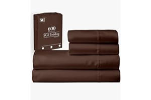 SGI bedding 600 Thread Count 4 Piece 100% Egyptian Cotton Queen Size Sheets Set, 15" Deep Pocket Sheet Set, Premium, Breathable, Soft and Hotel-Quality Luxury Sheets - Chocolate