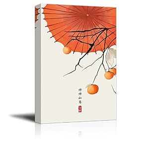 Water Painted Oranges Underneath a Chinese Umbrella