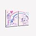 Purple Verbena Art Rainbow Unicorn Pictures for Children Walls Décor Watercolor Painting Artwork Canvas Print Wall Art for Kids Girls Bedroom Decoration Daughter Gifts,Framed 2 Pcs of 12x16 Inches