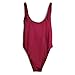 Dixperfect Women's Retro 80s/90s Inspired High Cut Low Back One Piece Swimwear Bathing Suits (XL, Wine Red)