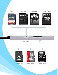 USB C Hub, GEEKERA tipo C adaptador 6 en 1 con puerto Gigabit Ethernet 3 puertos USB 3.0 lector de tarjetas SD y Micro SD Adaptador de datos de aluminio ultra delgado para MacBook Pro 2016 2017 2018